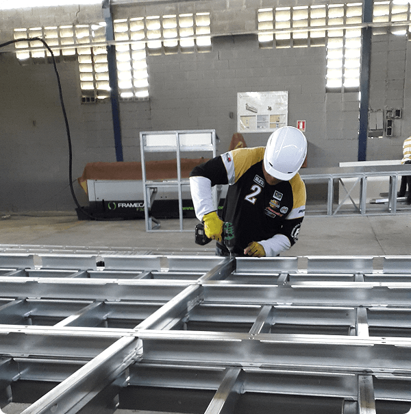 Steel frame construction worker